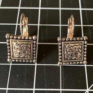Silver tone Square Design Earrings